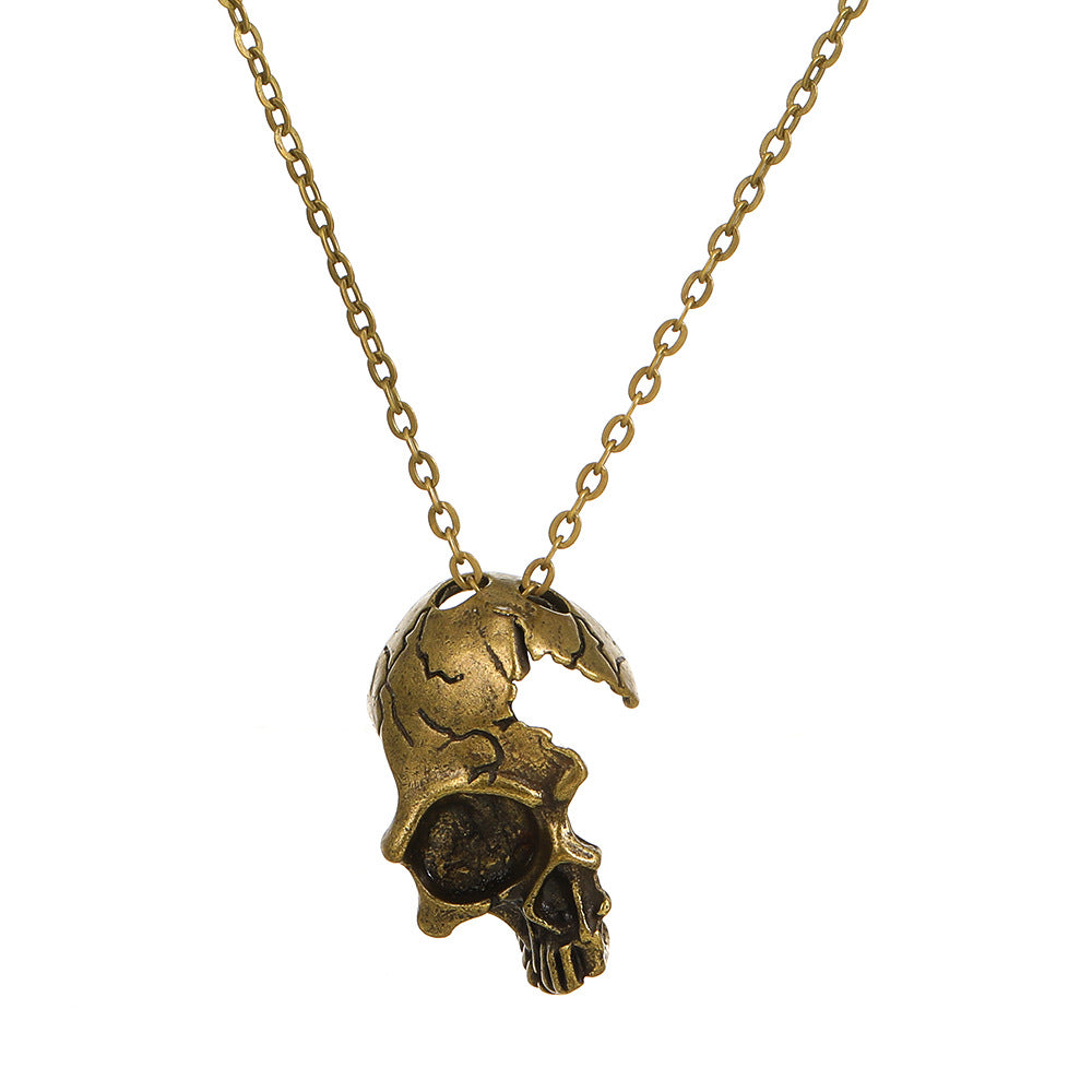 Wholesale Alloy Gothic Half Face Skull Necklace